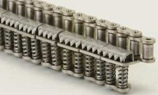 Xích gắn tay gá lò xo gripper chain tsubaki, xích đóng màng thực phẩm