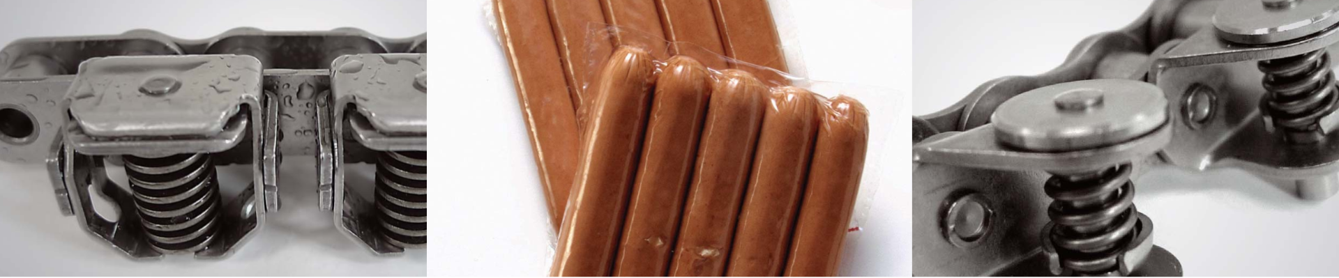 Xích gắn tay gá lò xo gripper chain tsubaki, xích đóng màng thực phẩm