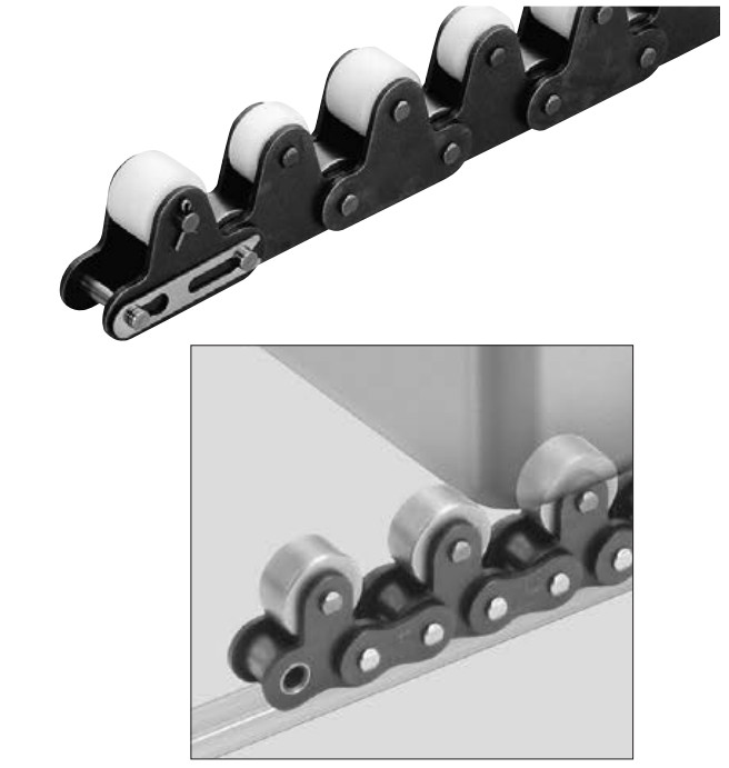 xích gắn con lăn, free low chain, top roller chain