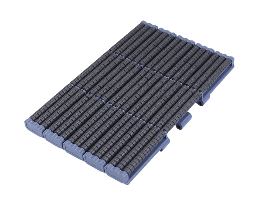 Xích tải nhựa gắn con lăn, Roller Table Top Chain, Xích tải movex