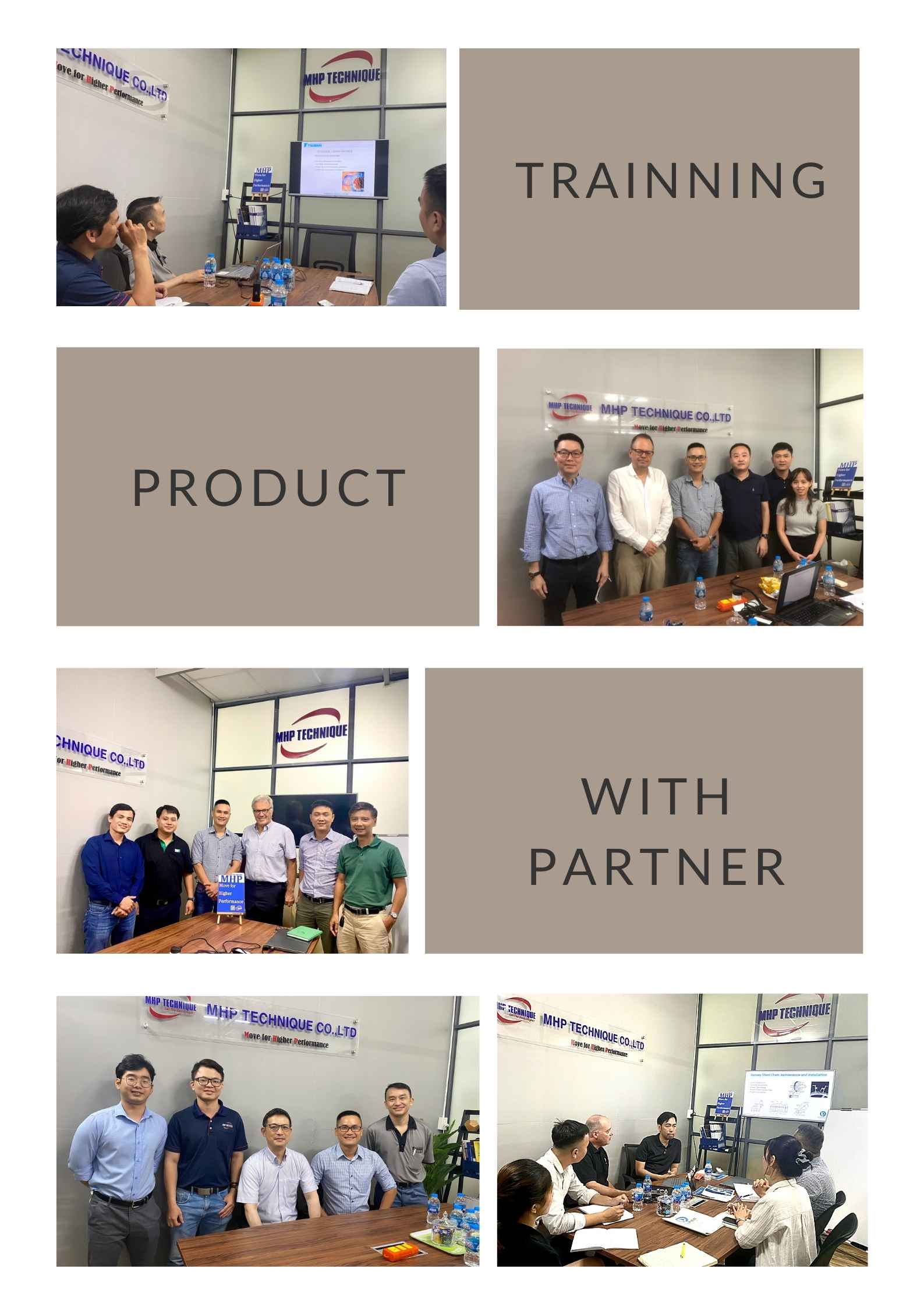 về mhp, trainning đào tạo nội bộ và cùng nhà cung cấp ramsey, intralox, tsubaki